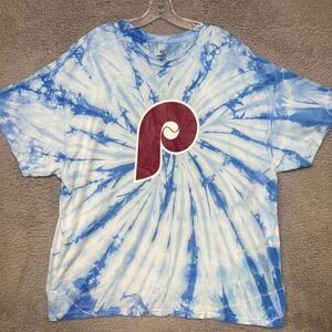 Stiches Philadelphia Phillies T Shirt Men's Size 2XL XXL Blue Spiral Tie Dye Tee